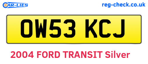 OW53KCJ are the vehicle registration plates.