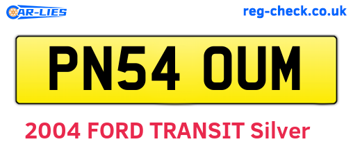 PN54OUM are the vehicle registration plates.