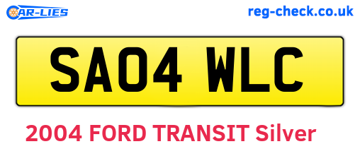 SA04WLC are the vehicle registration plates.