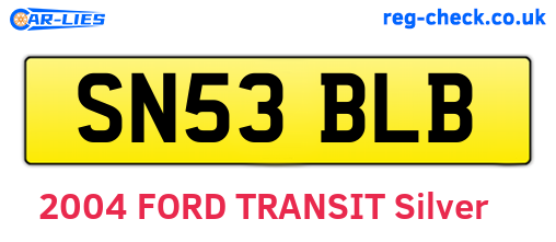 SN53BLB are the vehicle registration plates.