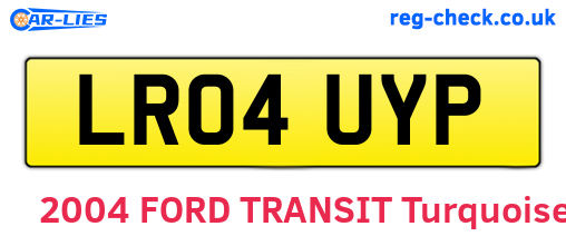 LR04UYP are the vehicle registration plates.