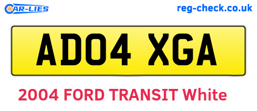 AD04XGA are the vehicle registration plates.