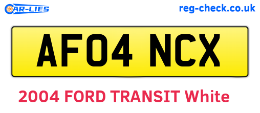 AF04NCX are the vehicle registration plates.
