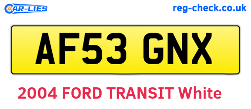 AF53GNX are the vehicle registration plates.