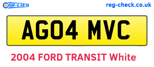 AG04MVC are the vehicle registration plates.