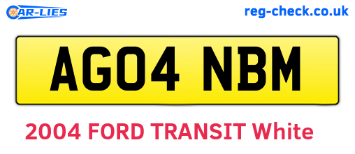 AG04NBM are the vehicle registration plates.