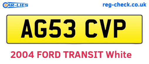 AG53CVP are the vehicle registration plates.