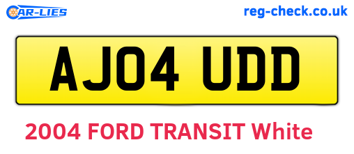 AJ04UDD are the vehicle registration plates.
