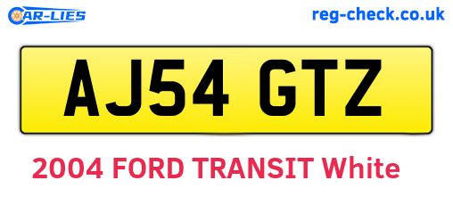 AJ54GTZ are the vehicle registration plates.