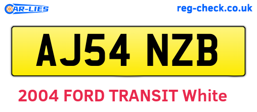 AJ54NZB are the vehicle registration plates.