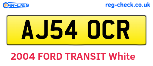 AJ54OCR are the vehicle registration plates.