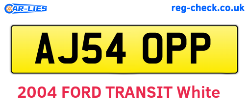 AJ54OPP are the vehicle registration plates.