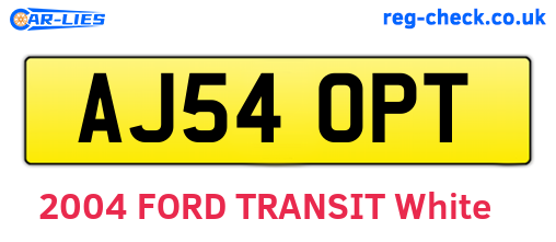 AJ54OPT are the vehicle registration plates.