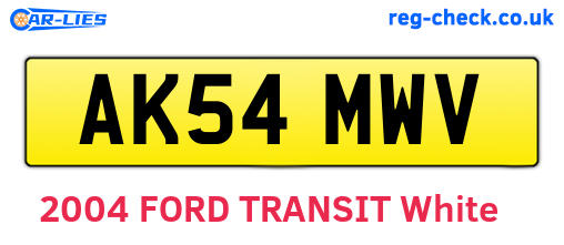 AK54MWV are the vehicle registration plates.
