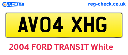 AV04XHG are the vehicle registration plates.