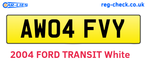AW04FVY are the vehicle registration plates.