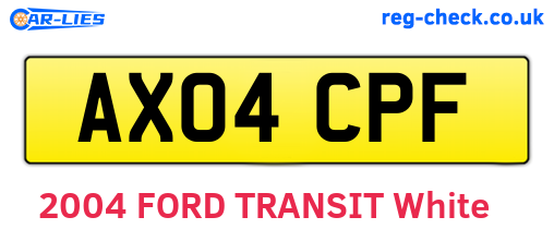 AX04CPF are the vehicle registration plates.