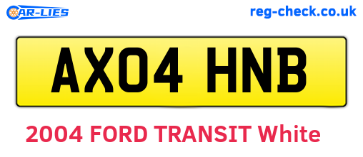AX04HNB are the vehicle registration plates.