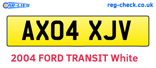 AX04XJV are the vehicle registration plates.