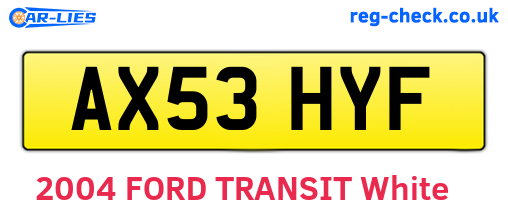 AX53HYF are the vehicle registration plates.