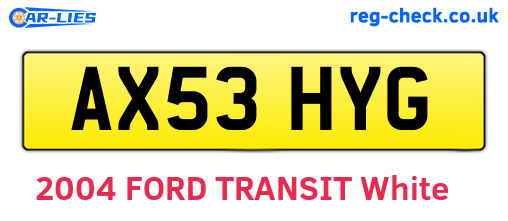 AX53HYG are the vehicle registration plates.