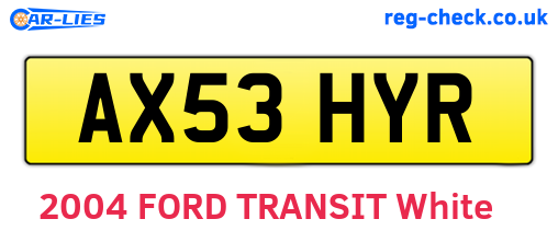 AX53HYR are the vehicle registration plates.