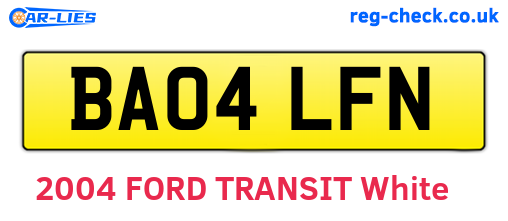 BA04LFN are the vehicle registration plates.