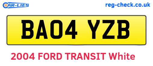 BA04YZB are the vehicle registration plates.