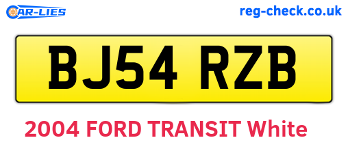 BJ54RZB are the vehicle registration plates.