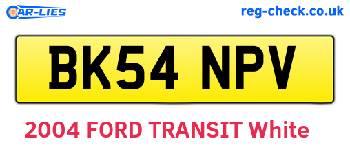BK54NPV are the vehicle registration plates.