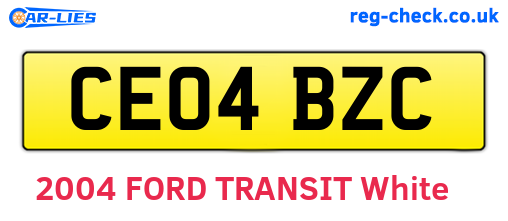 CE04BZC are the vehicle registration plates.