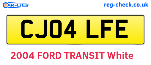 CJ04LFE are the vehicle registration plates.