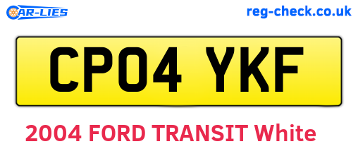CP04YKF are the vehicle registration plates.