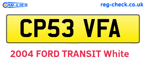 CP53VFA are the vehicle registration plates.