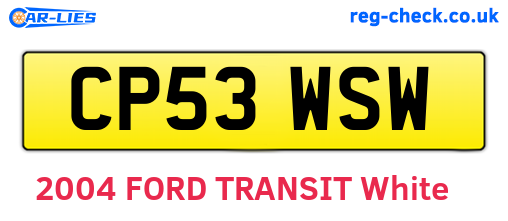 CP53WSW are the vehicle registration plates.