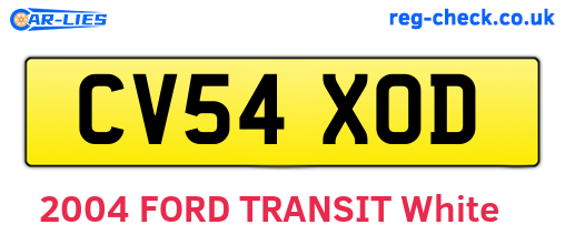 CV54XOD are the vehicle registration plates.