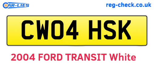 CW04HSK are the vehicle registration plates.