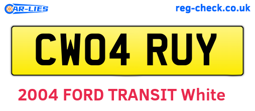 CW04RUY are the vehicle registration plates.