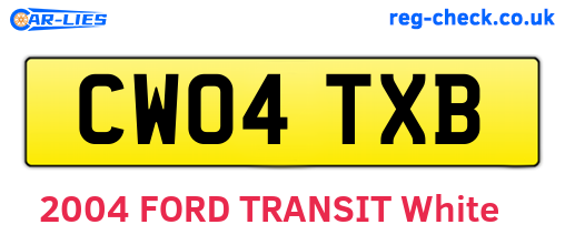 CW04TXB are the vehicle registration plates.