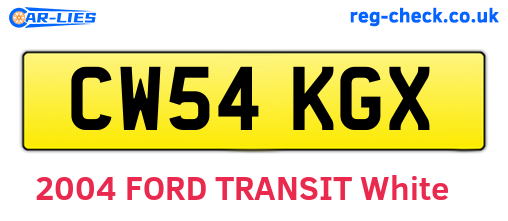 CW54KGX are the vehicle registration plates.