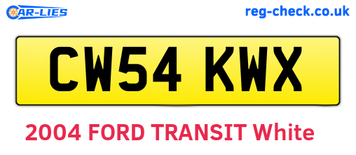 CW54KWX are the vehicle registration plates.