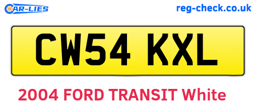 CW54KXL are the vehicle registration plates.