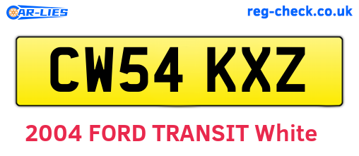 CW54KXZ are the vehicle registration plates.