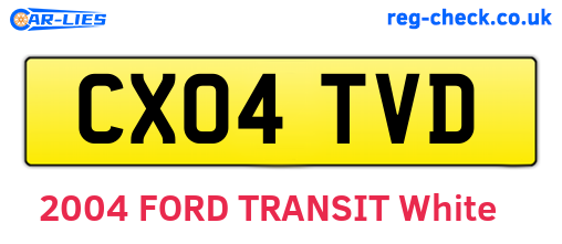 CX04TVD are the vehicle registration plates.