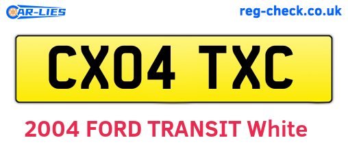 CX04TXC are the vehicle registration plates.