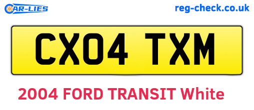 CX04TXM are the vehicle registration plates.