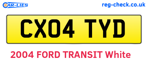 CX04TYD are the vehicle registration plates.
