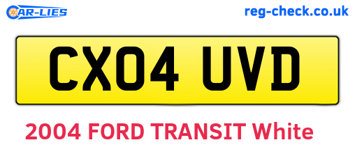 CX04UVD are the vehicle registration plates.