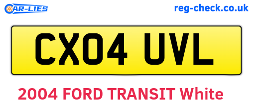 CX04UVL are the vehicle registration plates.