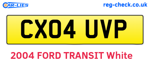 CX04UVP are the vehicle registration plates.